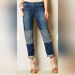 Pilcro Two-Tone Blue Patchwork Jeans